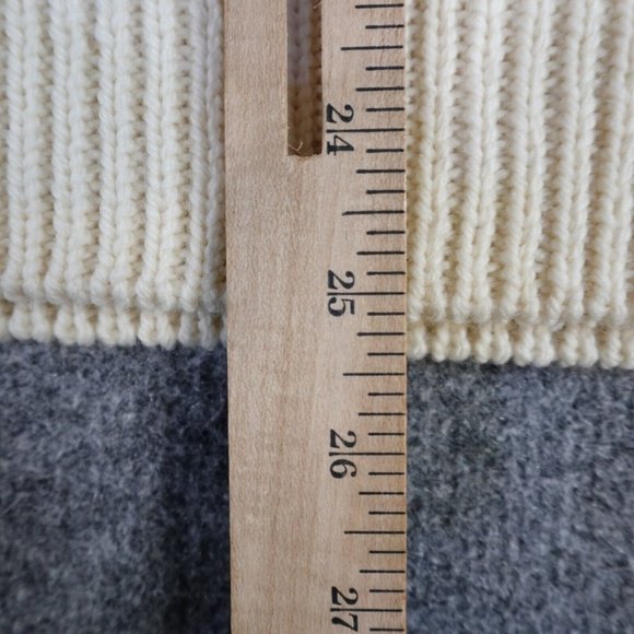 Callan Men's Sweater L Ivory Solid 100% Merino Wool Chunky Knit Fisherman - Picture 4 of 7